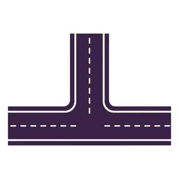 Road intersection T-shaped top view, vector flat empty highway asphalt road with Stock Illustration