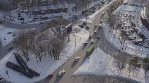 Road intersection in winter city Stock Footage 102099036