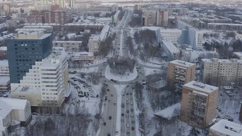 Road intersection in winter city Video stock 102099652