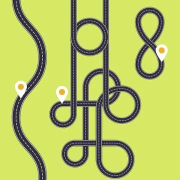 Road interweaving of loops - highway interchange with knots Stock Illustration