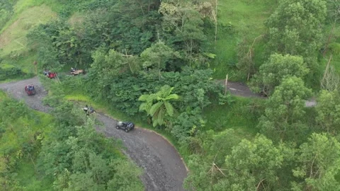 Off Road Jeep Tour on Mount Merapi Lava Field. Yogyakarta Travel Experience Stock-Footage 310034752