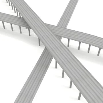 Road junction 3D render Stockillustratie