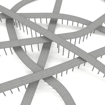 Road junction 3D render Illustration