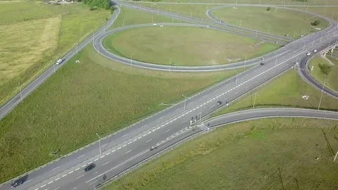 Road junction from above on a summer day Video stock 79227134