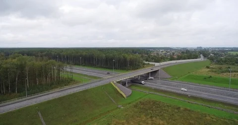 Road junction on the background of a country Video stock 82412769