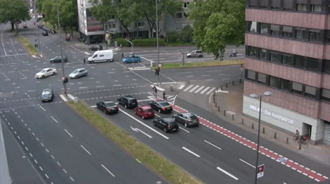 Road junction in Cologne from a high vantage point Stock Footage 51342844