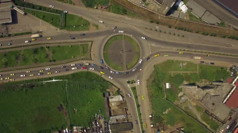 Road junction in Douala Cameroon. Drone view Stock Footage 255824867