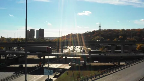 Road junction with heavy traffic in Kyiv, Ukraine. Stock Footage 249550168