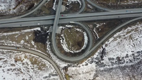 Road junction on the highway Stock Footage 127359940