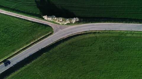 Road junction, intersection - agricultural area Видео 106846328