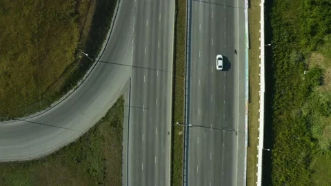 Road junction, intersection - agricultural area, aerial view. Natural, fields. 스톡 동영상 136540069