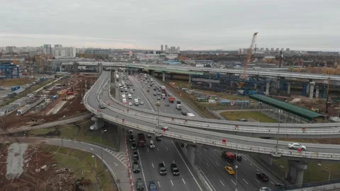 Road junction on the Moscow ring road. MKAD. Stock Footage 165398504