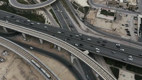 The road junction near KAFD - King Abdullah Financial District Stock Footage 285323948