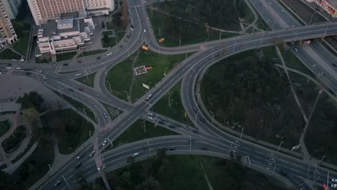 Road junction from the top Stock Footage 99209328