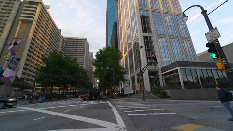  road junction traffic at the downtown Stock Footage 107074532