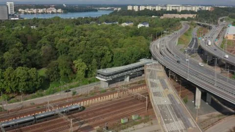 Road junction view from above Stock Photos