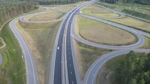 Road junction on which rides the vehicle Stock Footage 134205976