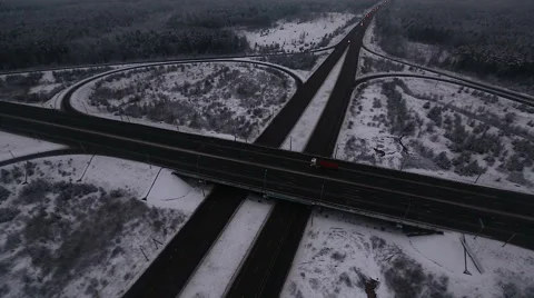 Road Junction In Winter Stock Footage 57856533