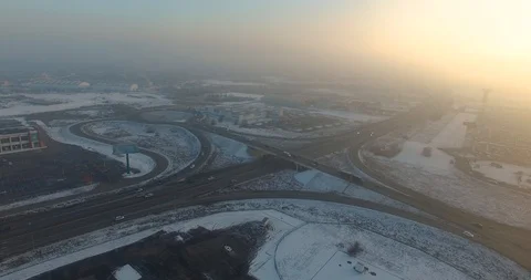 Road junction in winter Stock Footage 95969997