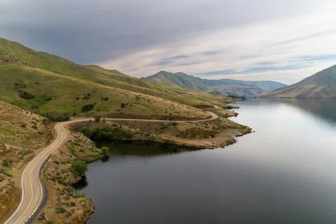 A road with a lake in the background Foto stock