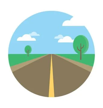 Road Landscape Vector Icon Stock Illustration