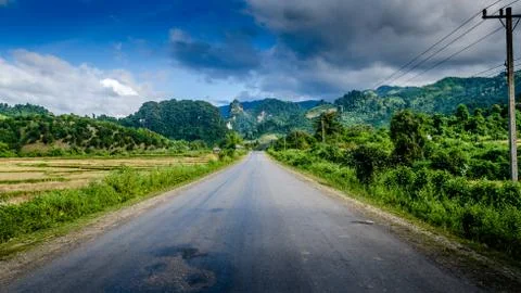 On the road in Laos Stock Photos