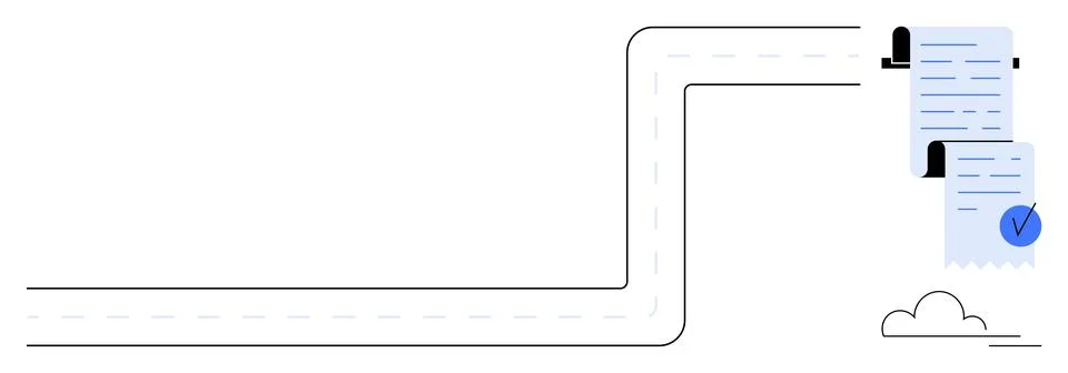 Road Leading to Approved Documents with Cloud Illustration Illustrazione stock