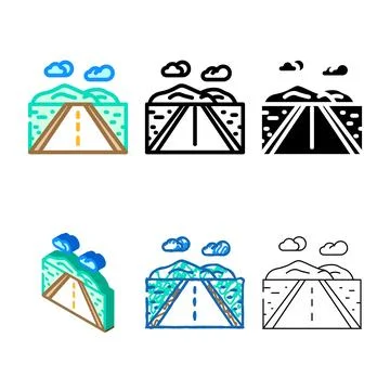 Road leading forward progress styles color icon vector Stock Illustration