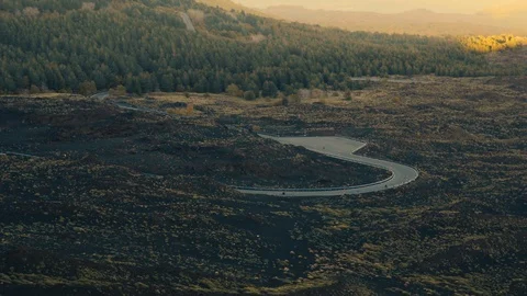 A road leading to Mount Etna During Sunset Stock Footage 88561005
