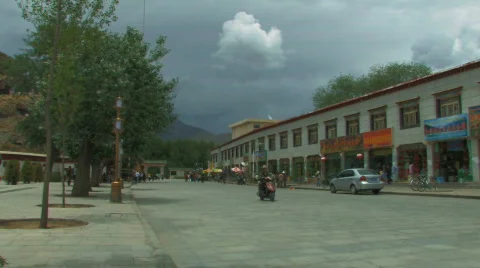 Road in Lhasa, Tibet Stock Footage 97106