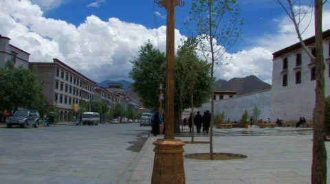 Road in Lhasa, Tibet Stock Footage 97120