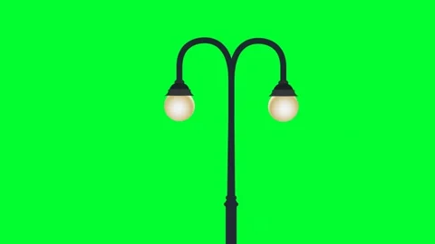 Road light Lamppost lantern on Green screen. Street light beside Highways a.. Stock Footage 257976833