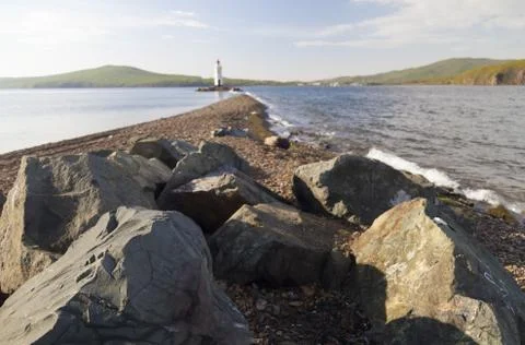 Road to lighthouse Stock Photos