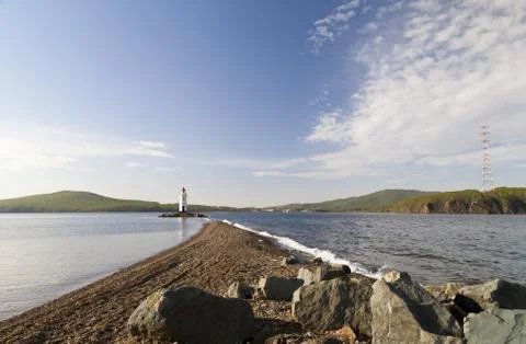 Road to lighthouse Stock Photos