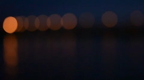 Road lights reflected in water at night Stock Footage 62827717