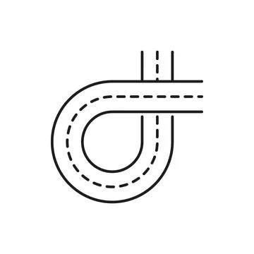 Road line icon, highway interchange or street turn イラスト素材