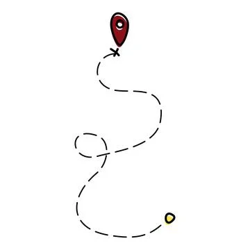 Road Line path Vector icon of Route with Start point and dash line trace. Out 스톡 일러스트