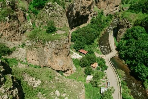 The road is located in the mountains Stock Photos