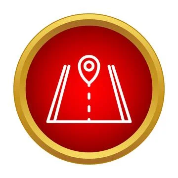 Road with location pin icon for navigation app Stock Illustration