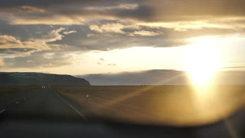 A road with a long stretch of empty land in the background Stock Footage 301789819