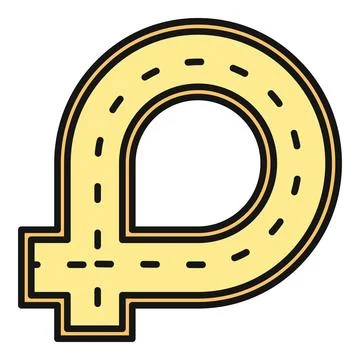 Road loop creating letter p shape icon Stock Illustration