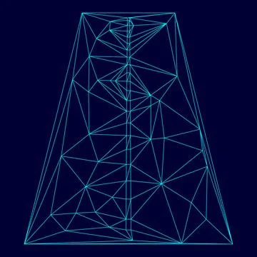 Road low poly triangulation triangulated polygonal electric cyan blue vibrant Stock Illustration