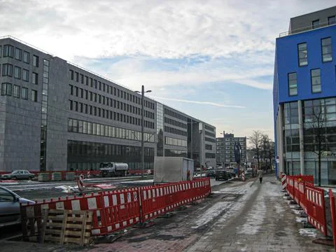 Road Maintenance in front of a Building 2 Stock Photos