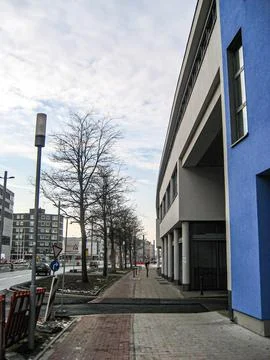 Road Maintenance in front of a Building Stock Photos