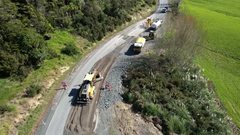 Road maintenance viewed from above Stock Footage 231373207