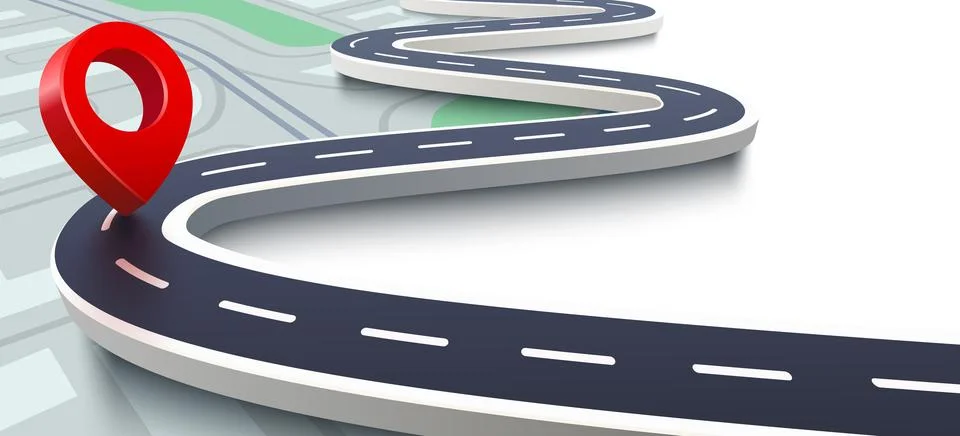 Road map with 3d location pin icon symbol or gps travel route navigation markers 스톡 일러스트