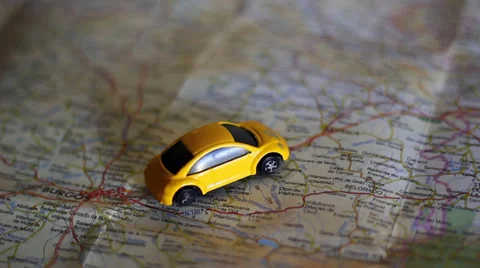 The road map and toy car Stock Footage 36243740