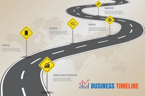 Road map Business Timeline, Vector Illustration 스톡 일러스트
