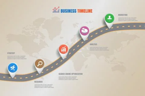 Road map Business Timeline, Vector Illustration イラスト素材