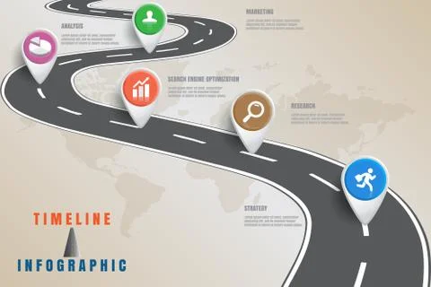 Road map Business Timeline, Vector Illustration 库存插图